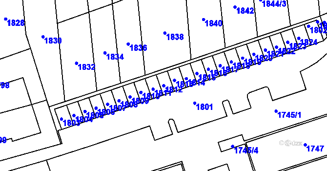 Parcela st. 1812 v KÚ Poštorná, Katastrální mapa