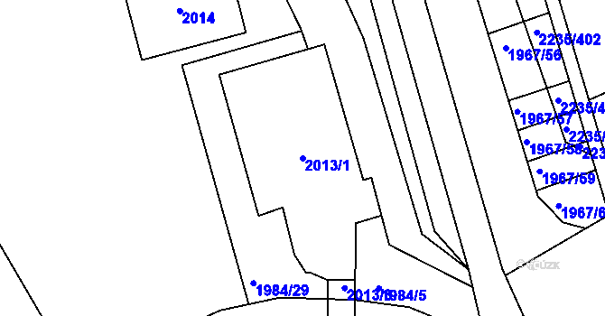 Parcela st. 2013/1 v KÚ Poštorná, Katastrální mapa