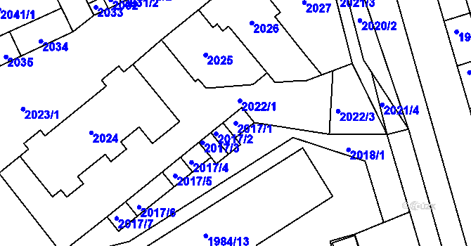 Parcela st. 2017/1 v KÚ Poštorná, Katastrální mapa