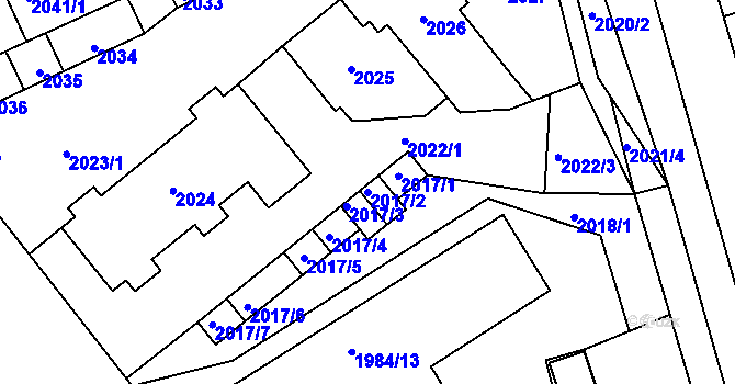 Parcela st. 2017/2 v KÚ Poštorná, Katastrální mapa