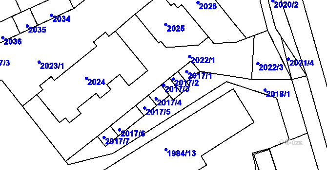 Parcela st. 2017/3 v KÚ Poštorná, Katastrální mapa