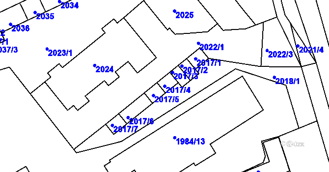 Parcela st. 2017/4 v KÚ Poštorná, Katastrální mapa