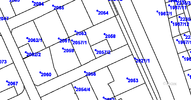 Parcela st. 2057/2 v KÚ Poštorná, Katastrální mapa