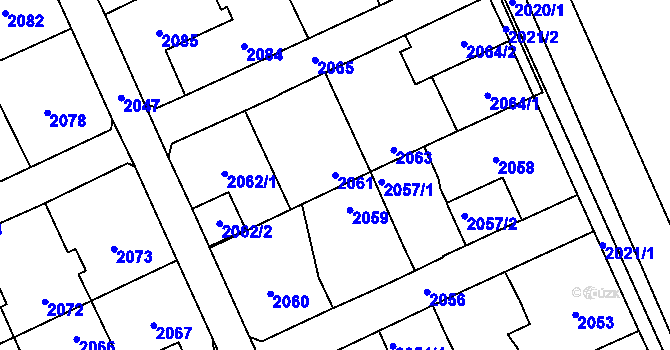 Parcela st. 2061 v KÚ Poštorná, Katastrální mapa