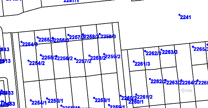 Parcela st. 2259/2 v KÚ Poštorná, Katastrální mapa