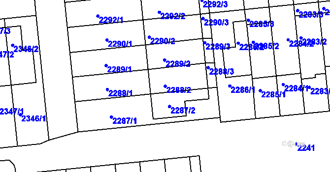 Parcela st. 2288/2 v KÚ Poštorná, Katastrální mapa