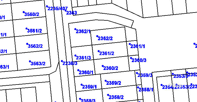 Parcela st. 2361/2 v KÚ Poštorná, Katastrální mapa