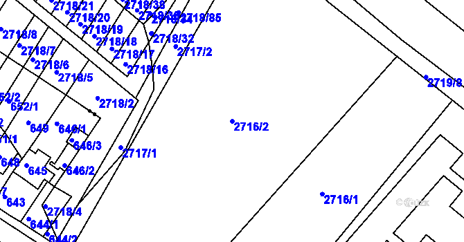 Parcela st. 2716/2 v KÚ Poštorná, Katastrální mapa