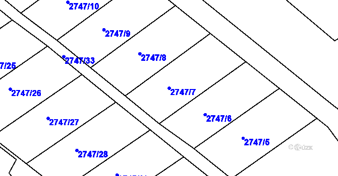 Parcela st. 2747/7 v KÚ Poštorná, Katastrální mapa