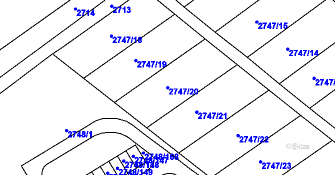 Parcela st. 2747/20 v KÚ Poštorná, Katastrální mapa