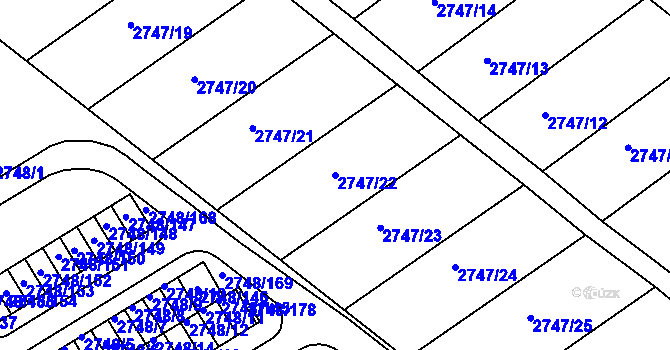 Parcela st. 2747/22 v KÚ Poštorná, Katastrální mapa