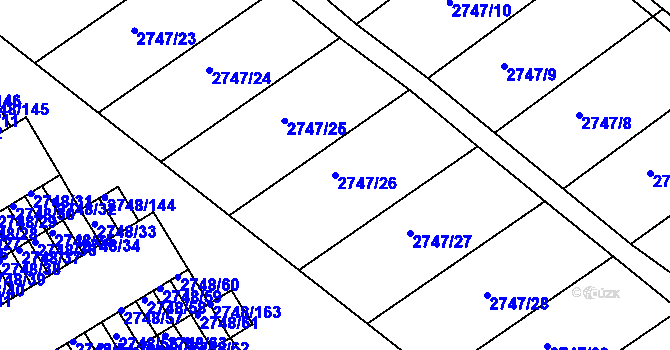 Parcela st. 2747/26 v KÚ Poštorná, Katastrální mapa