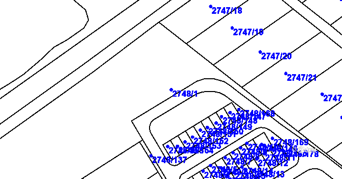 Parcela st. 2748/1 v KÚ Poštorná, Katastrální mapa