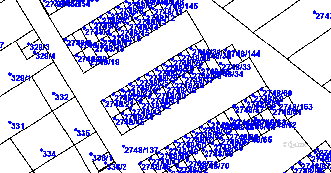Parcela st. 2748/39 v KÚ Poštorná, Katastrální mapa