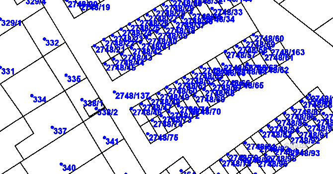Parcela st. 2748/50 v KÚ Poštorná, Katastrální mapa