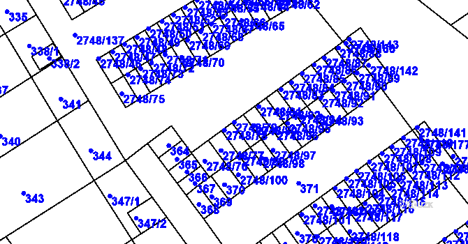 Parcela st. 2748/79 v KÚ Poštorná, Katastrální mapa