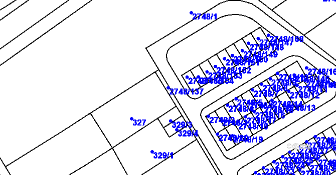 Parcela st. 2748/137 v KÚ Poštorná, Katastrální mapa