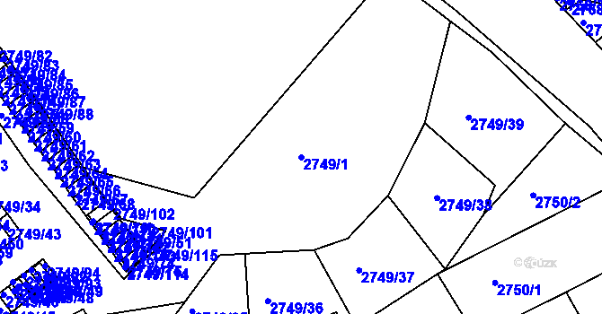 Parcela st. 2749/1 v KÚ Poštorná, Katastrální mapa