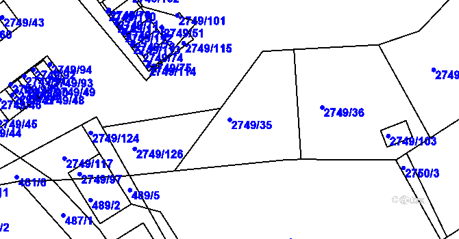 Parcela st. 2749/35 v KÚ Poštorná, Katastrální mapa