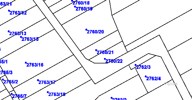 Parcela st. 2760/21 v KÚ Poštorná, Katastrální mapa