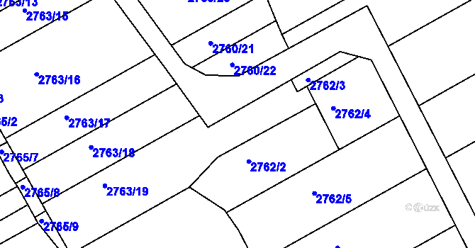 Parcela st. 2762/1 v KÚ Poštorná, Katastrální mapa