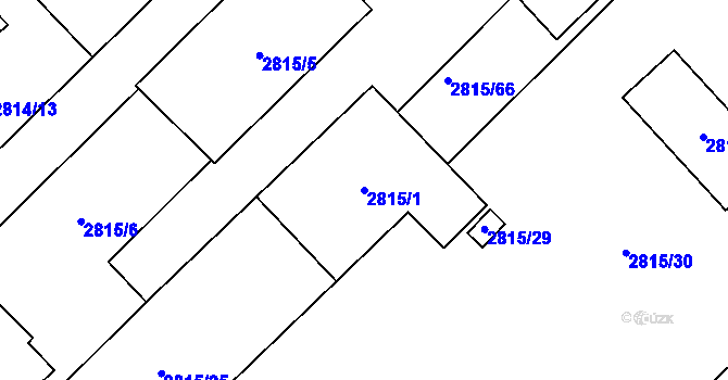 Parcela st. 2815/1 v KÚ Poštorná, Katastrální mapa