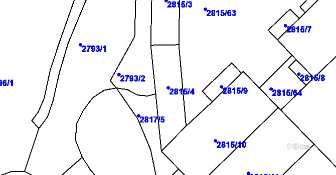 Parcela st. 2815/4 v KÚ Poštorná, Katastrální mapa