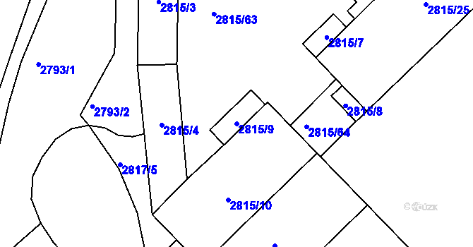 Parcela st. 2815/9 v KÚ Poštorná, Katastrální mapa