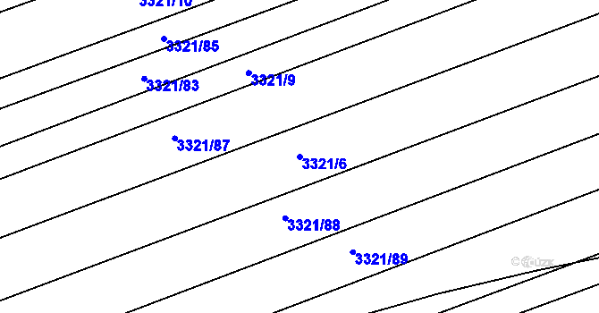Parcela st. 3321/6 v KÚ Poštorná, Katastrální mapa