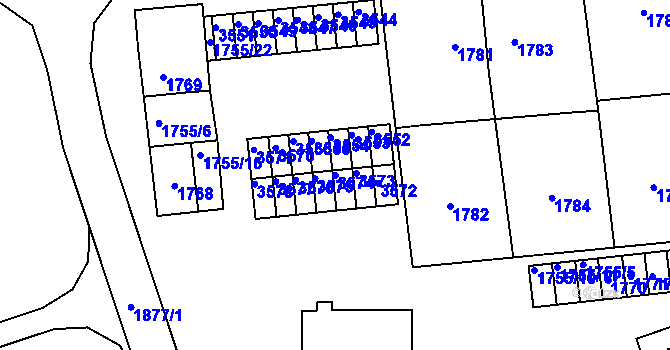 Parcela st. 3574 v KÚ Poštorná, Katastrální mapa