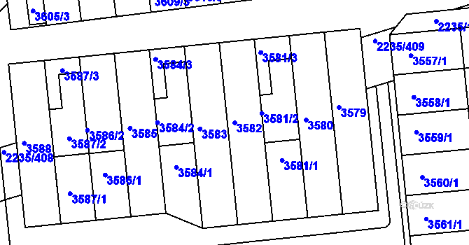 Parcela st. 3582 v KÚ Poštorná, Katastrální mapa