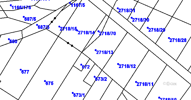 Parcela st. 2718/13 v KÚ Poštorná, Katastrální mapa