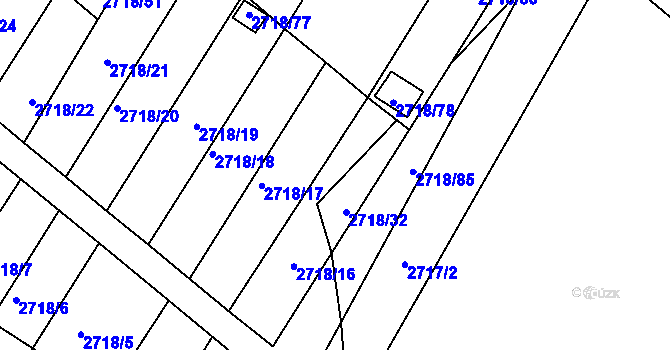 Parcela st. 2718/34 v KÚ Poštorná, Katastrální mapa