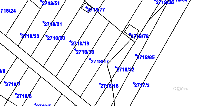 Parcela st. 2718/36 v KÚ Poštorná, Katastrální mapa