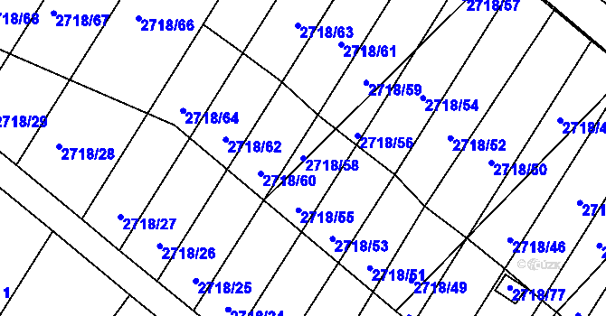 Parcela st. 2718/58 v KÚ Poštorná, Katastrální mapa