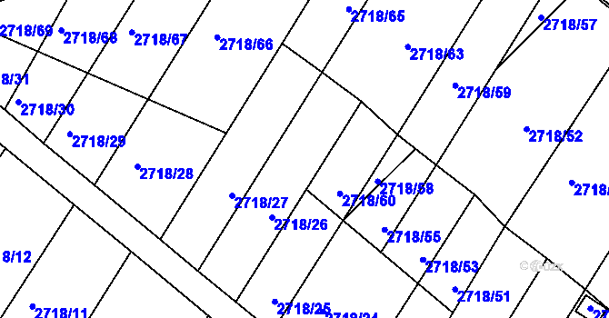 Parcela st. 2718/62 v KÚ Poštorná, Katastrální mapa