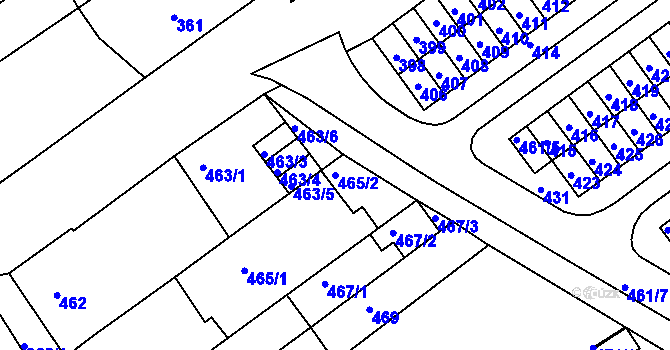 Parcela st. 465/2 v KÚ Poštorná, Katastrální mapa