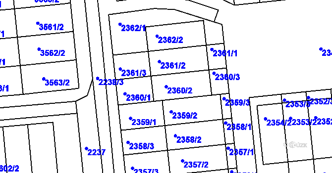 Parcela st. 2360/2 v KÚ Poštorná, Katastrální mapa