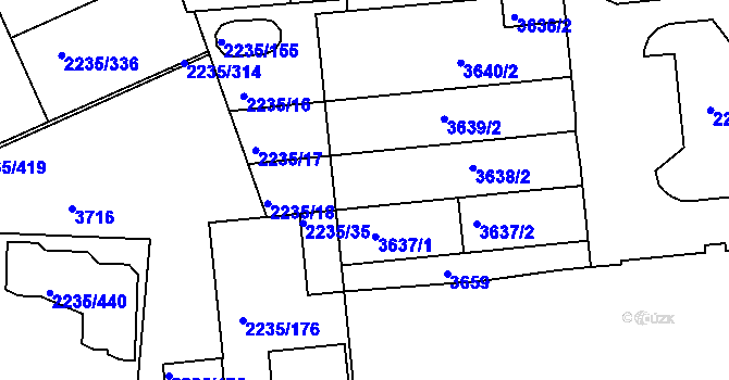 Parcela st. 3638/1 v KÚ Poštorná, Katastrální mapa