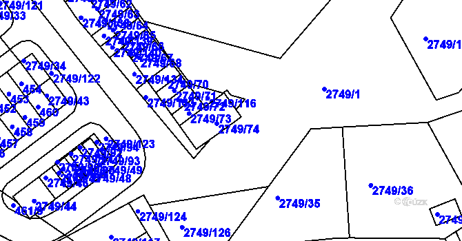Parcela st. 2749/115 v KÚ Poštorná, Katastrální mapa