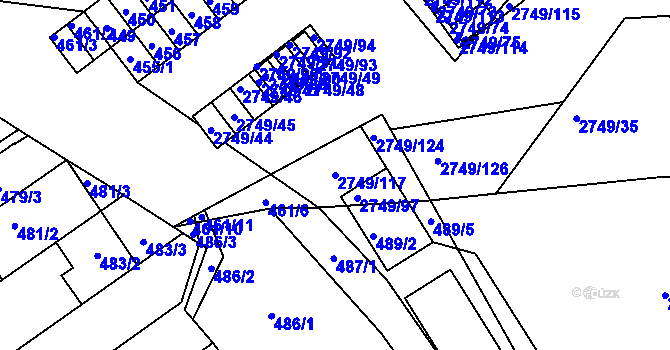 Parcela st. 2749/117 v KÚ Poštorná, Katastrální mapa