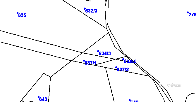 Parcela st. 634/3 v KÚ Poštorná, Katastrální mapa