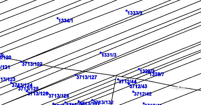 Parcela st. 1331/3 v KÚ Poštorná, Katastrální mapa
