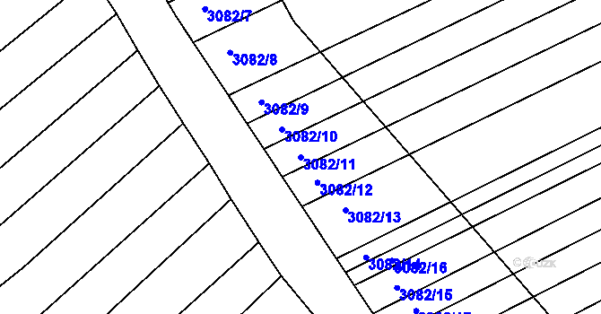 Parcela st. 3082/11 v KÚ Poštorná, Katastrální mapa