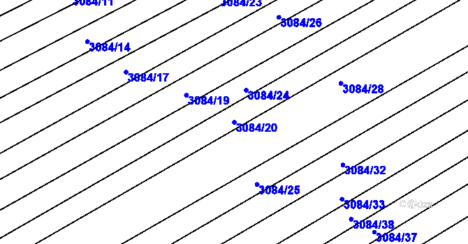 Parcela st. 3084/20 v KÚ Poštorná, Katastrální mapa
