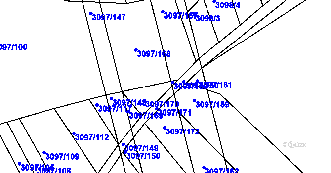 Parcela st. 3097/174 v KÚ Poštorná, Katastrální mapa