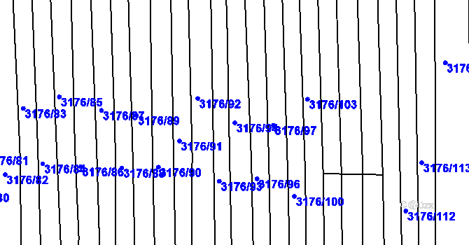 Parcela st. 3176/94 v KÚ Poštorná, Katastrální mapa