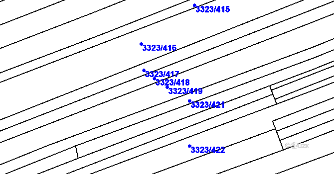 Parcela st. 3323/419 v KÚ Poštorná, Katastrální mapa