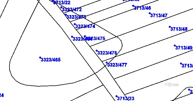 Parcela st. 3323/476 v KÚ Poštorná, Katastrální mapa