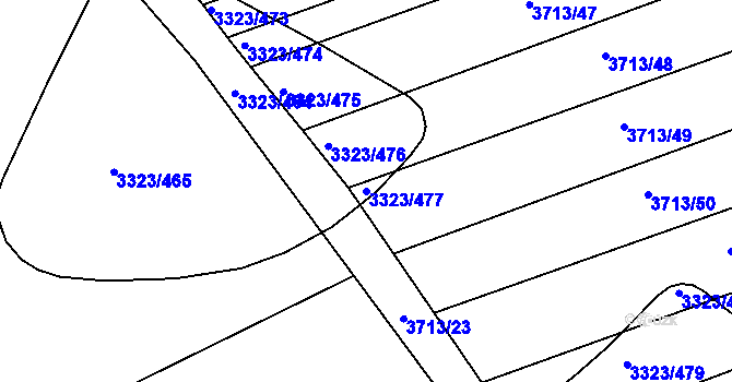 Parcela st. 3323/477 v KÚ Poštorná, Katastrální mapa